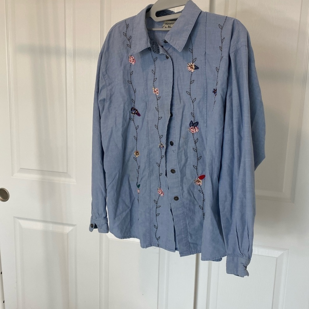 Korey City Blue Embroidered Women Shirt